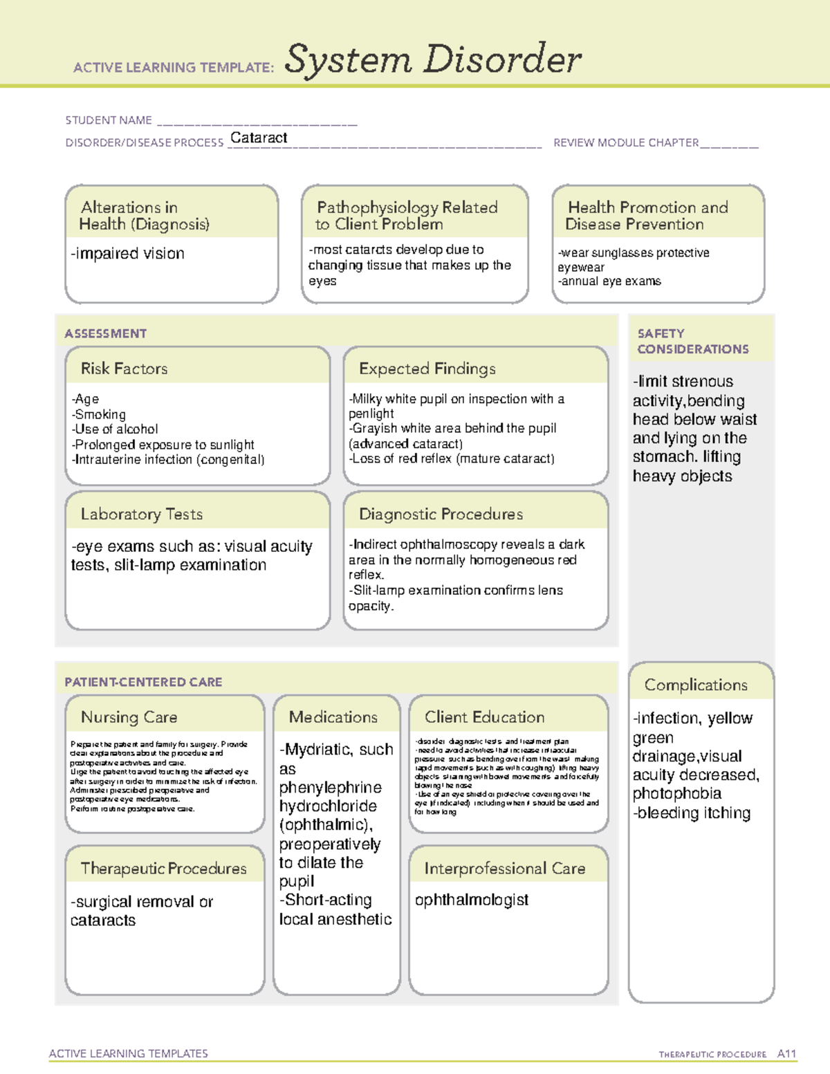 Catarct - template - ACTIVE LEARNING TEMPLATES THERAPEUTIC PROCEDURE A ...