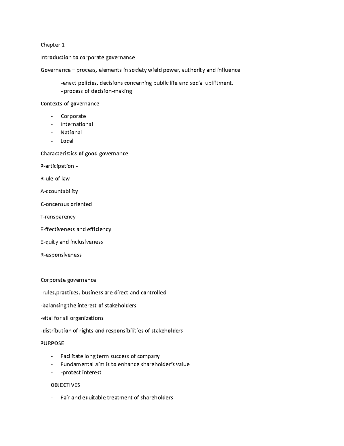 TQ Governancenan - Chapter 1 Introduction to corporate governance ...