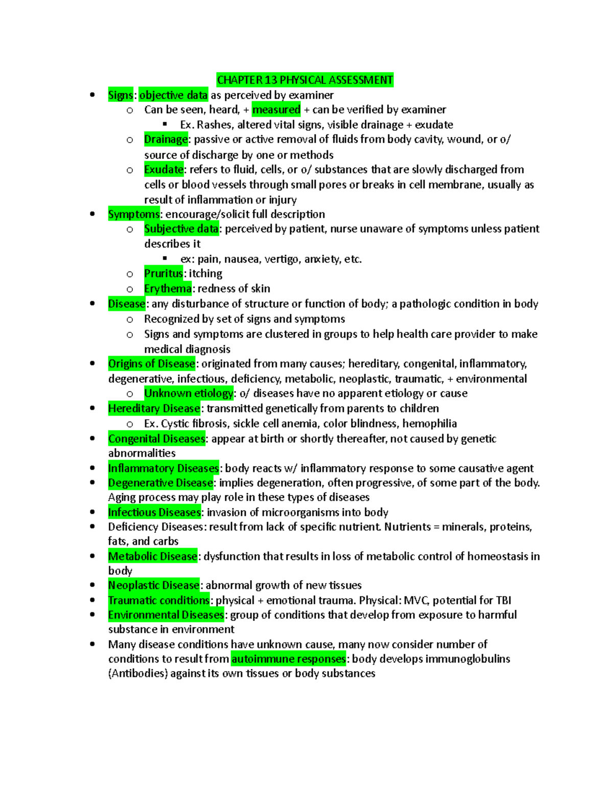 Ch 13 Physical Assessment - CHAPTER 13 PHYSICAL ASSESSMENT Signs ...