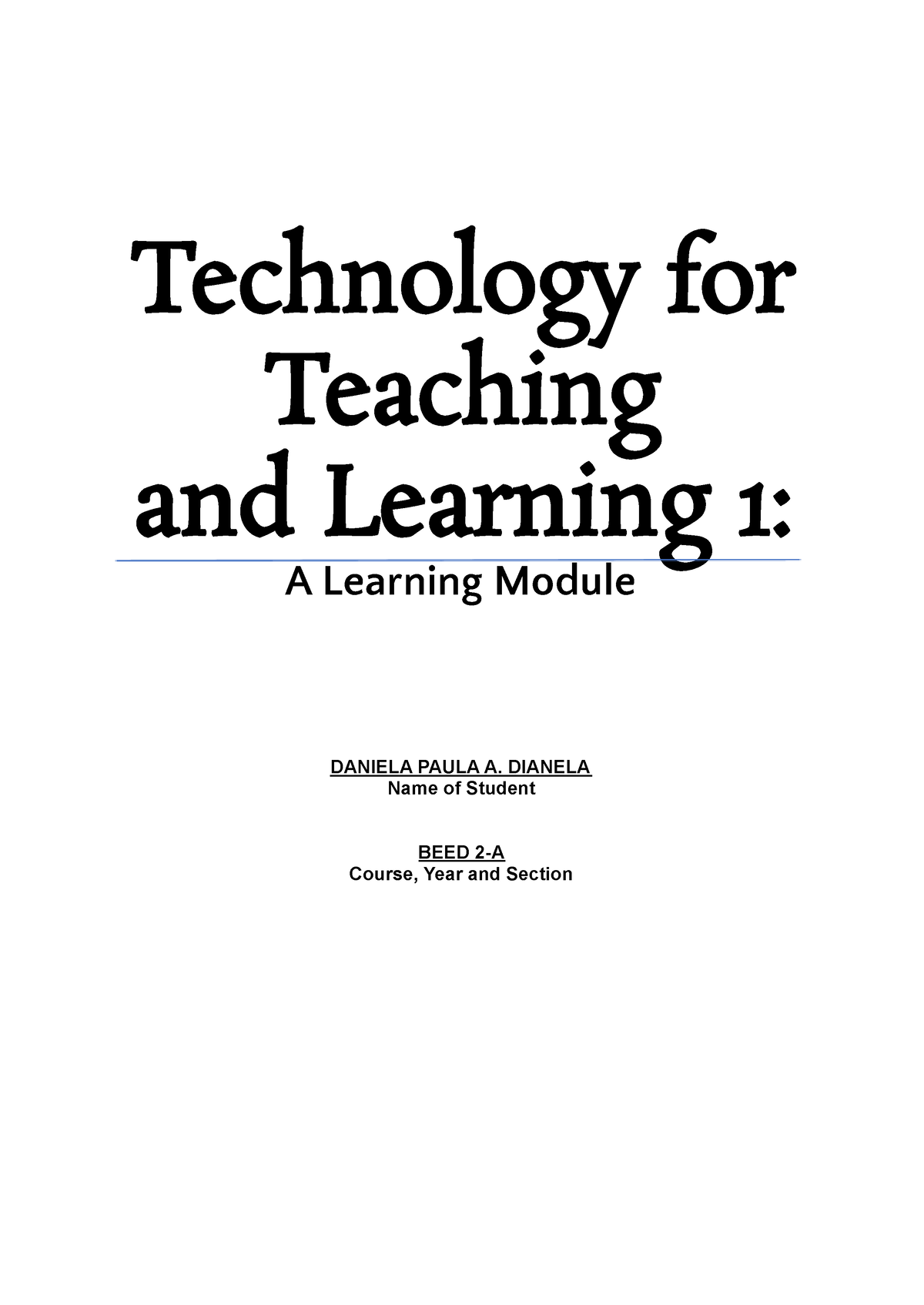 Unit 1-Lesson 1 - Modules - Technology For Teaching And Learning 1: A ...