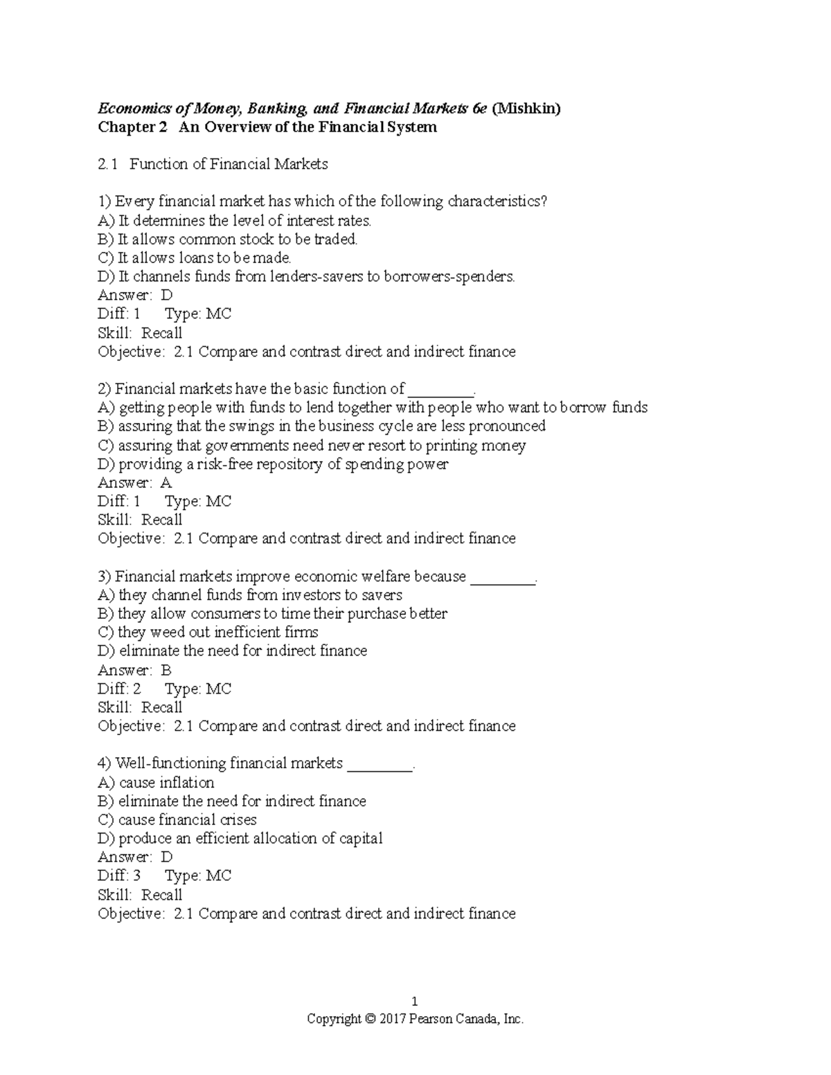 Exam 1 September 2019, questions and answers Economics of Money