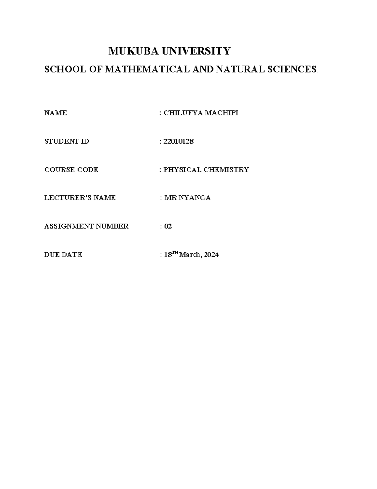 Mukuba University - MUKUBA UNIVERSITY SCHOOL OF MATHEMATICAL AND ...