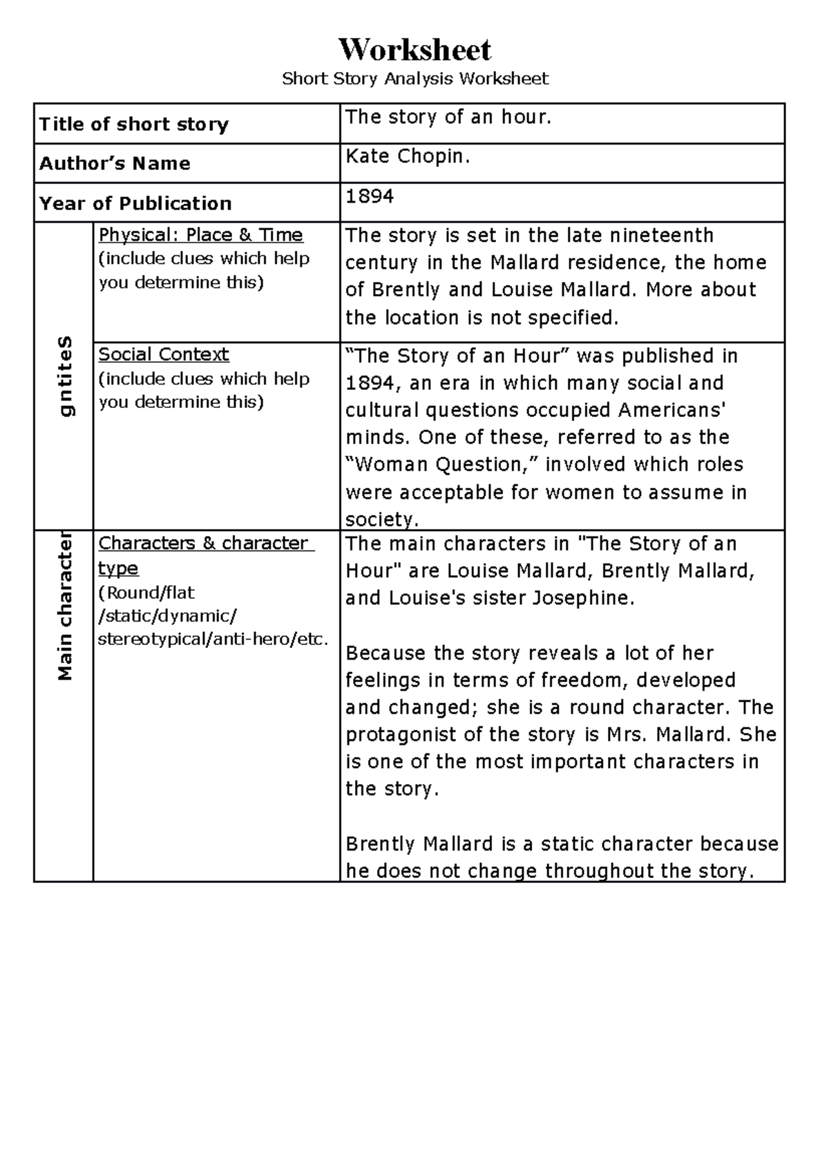 Example Of Short Story Grade 2