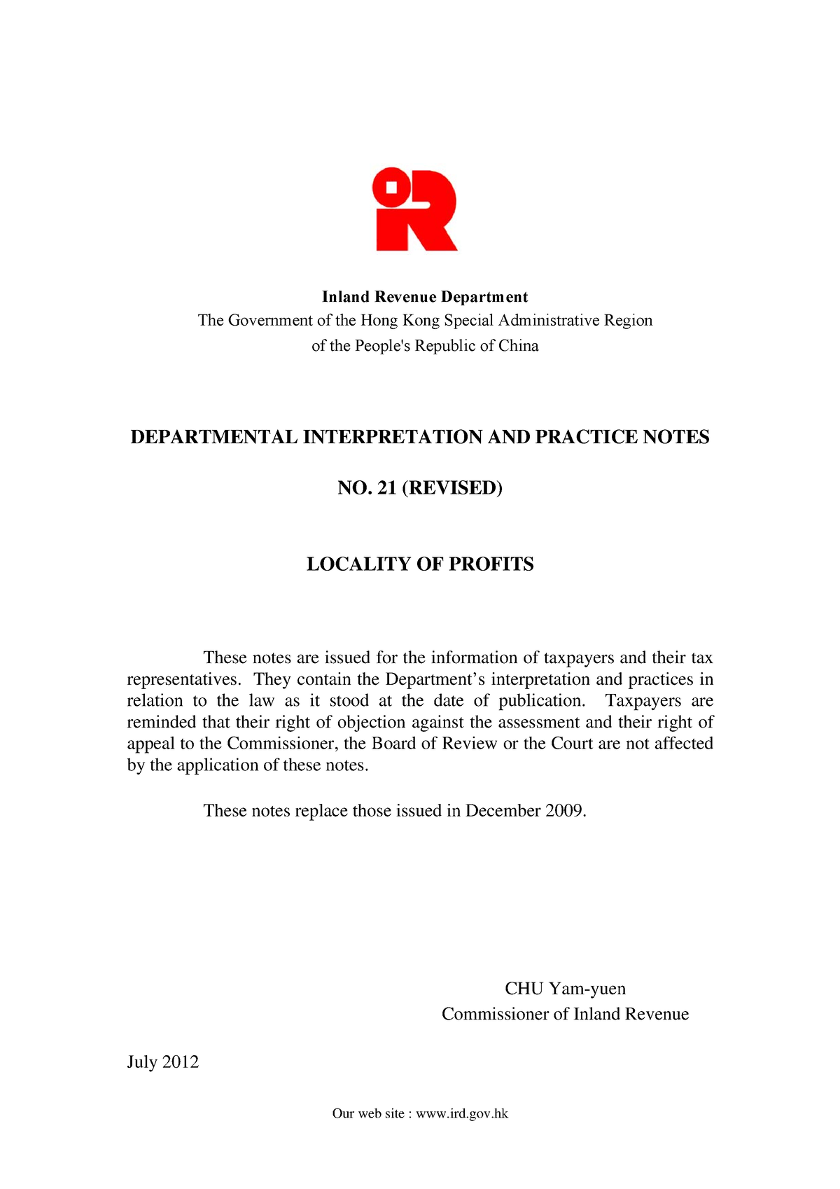 personal assessment computation inland revenue department