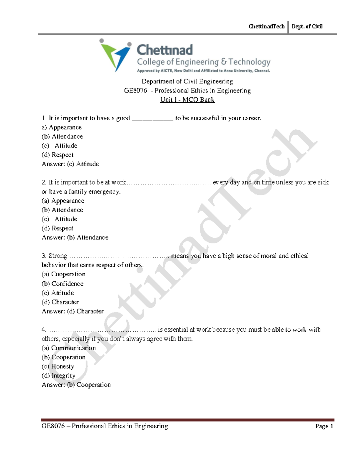 GE8076 pee unit1 - Cvalue and etchis - Department of Civil Engineering ...