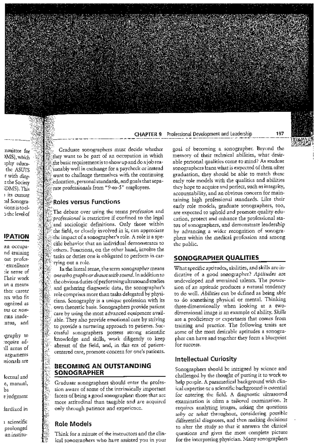 Sonographer qualities lecture notes sdfs - 4GD046 - Studocu