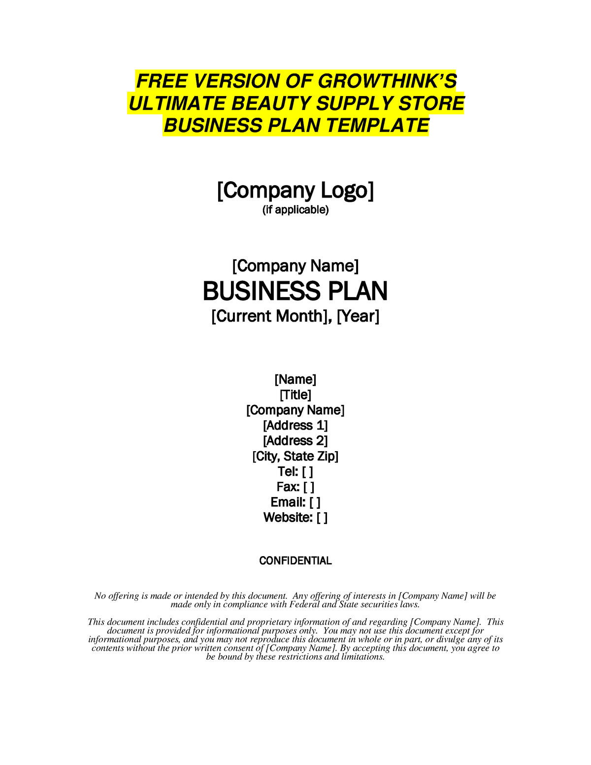 business plan outline for beauty supply store