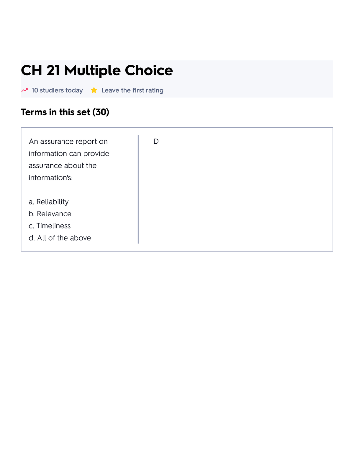 CH 21 Multiple Choice Flashcards Quizlet - CH 21 Multiple Choice 10 ...