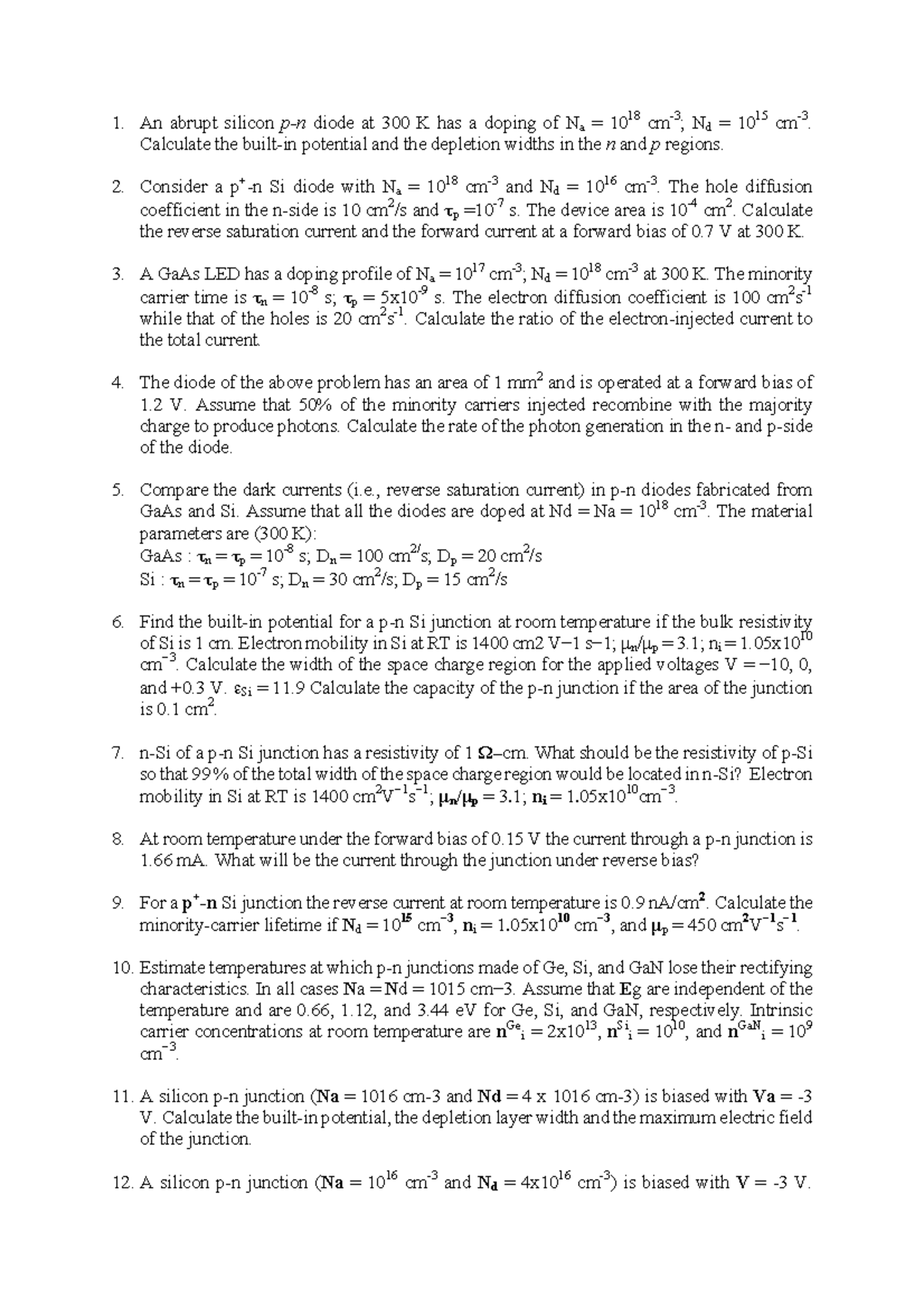 pn-junction-problem-sheet-1-an-abrupt-silicon-p-n-diode-at-300-k-has