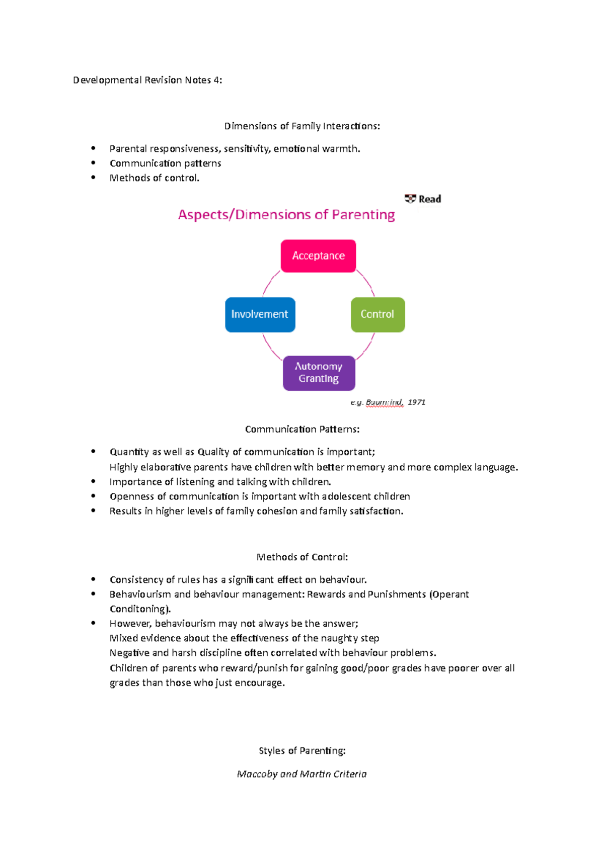 Developmental Revision Notes 4 - Communication patterns Methods of ...