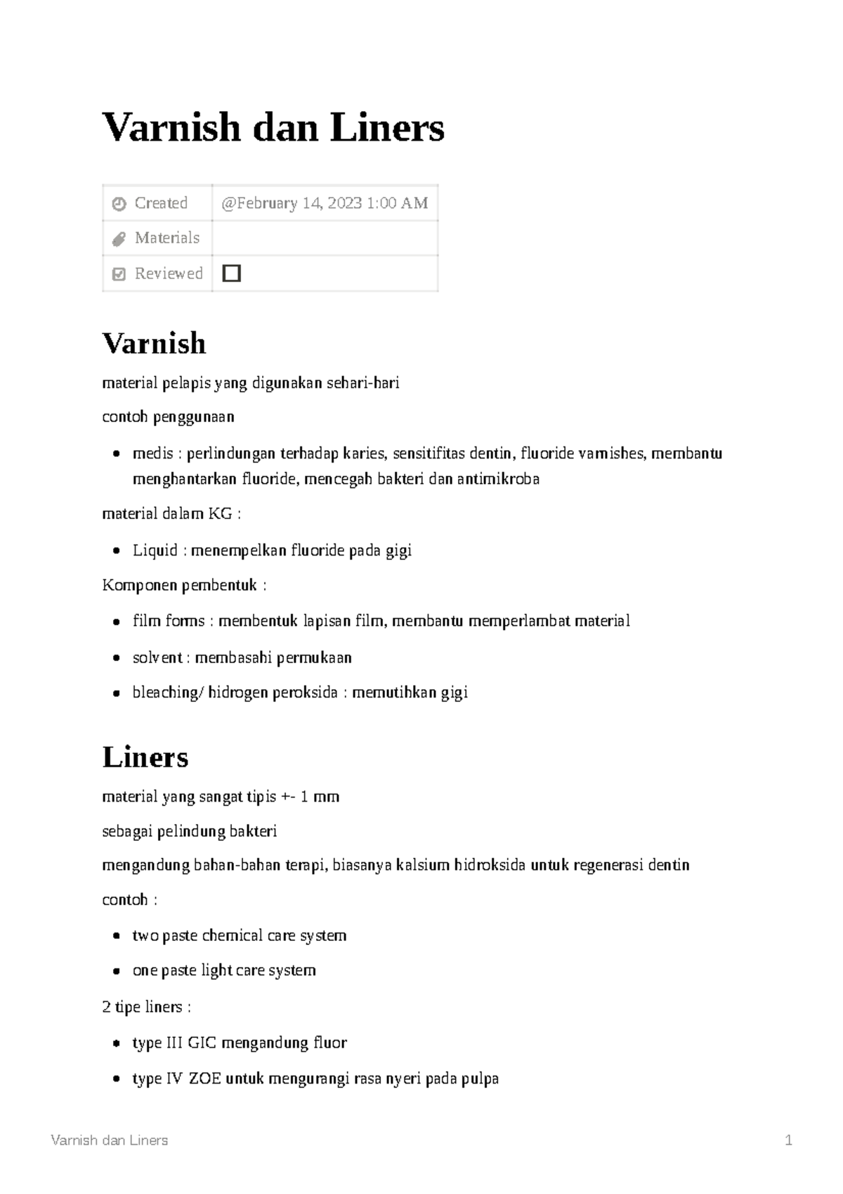 Varnish dan Liners Studocu