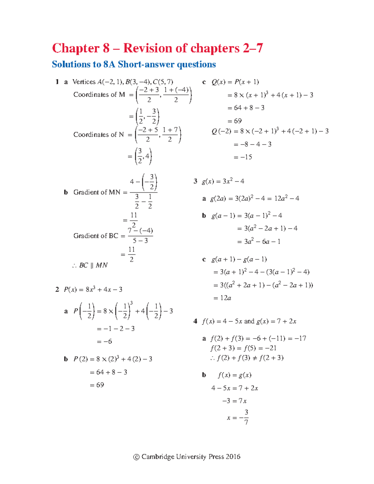 Chapter 8 Worked Solutions - Chapter 8 – Revision Of Chapters 2 ...