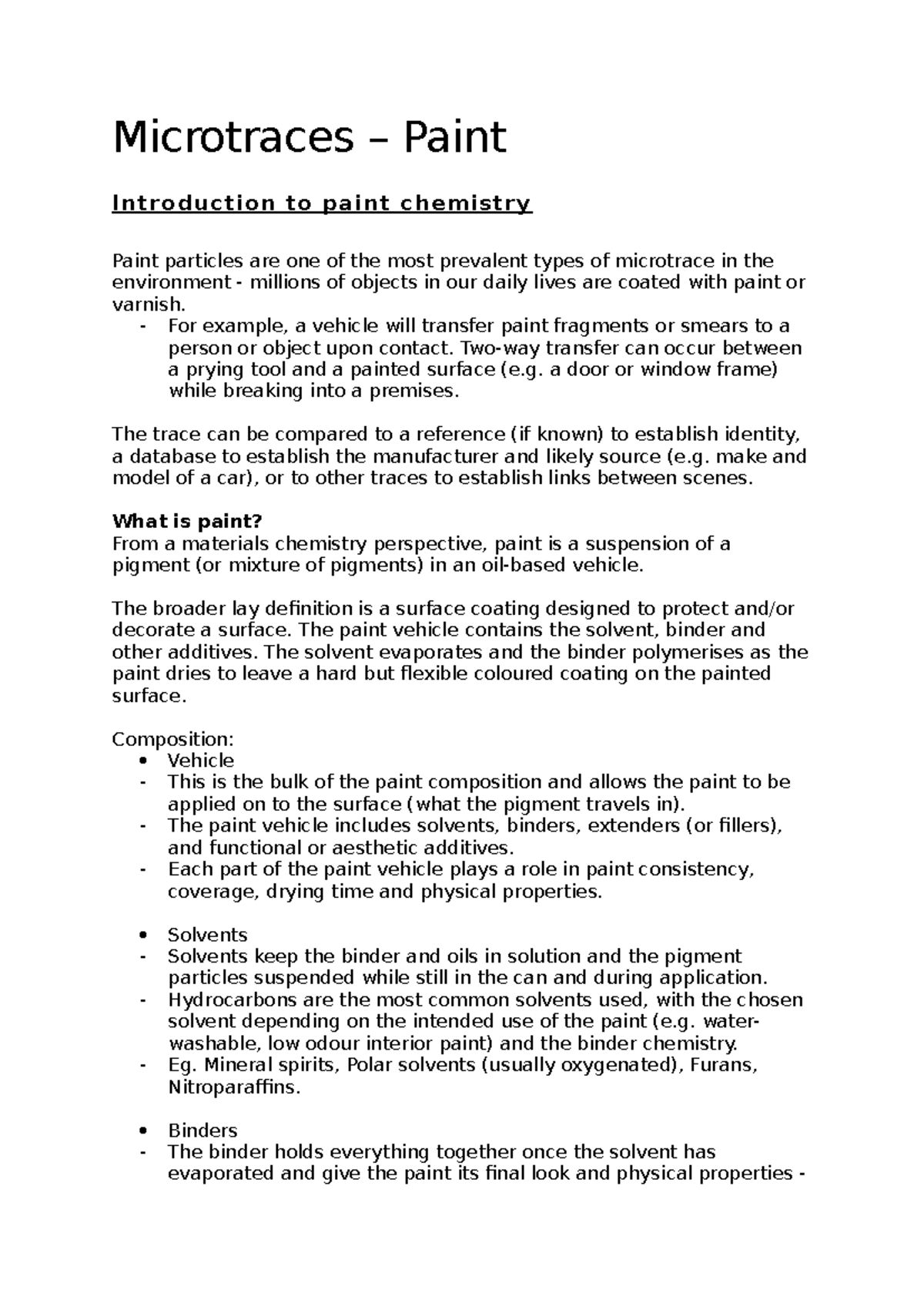 Paint - Microtraces – Paint Introduction to paint chemistry Paint ...