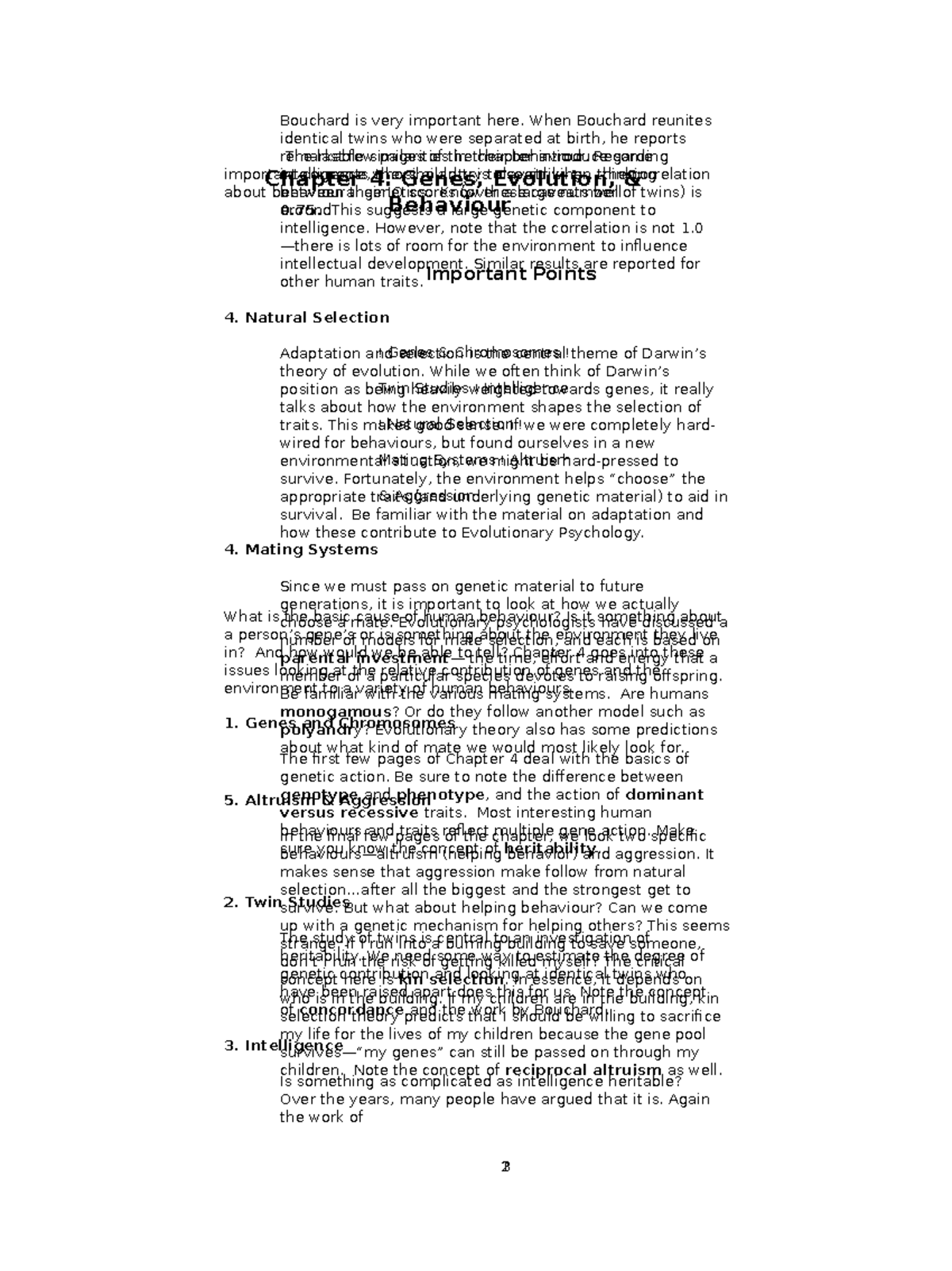 Psych 327482 - summary chap 9 - Chapter 4: Genes, Evolution ...