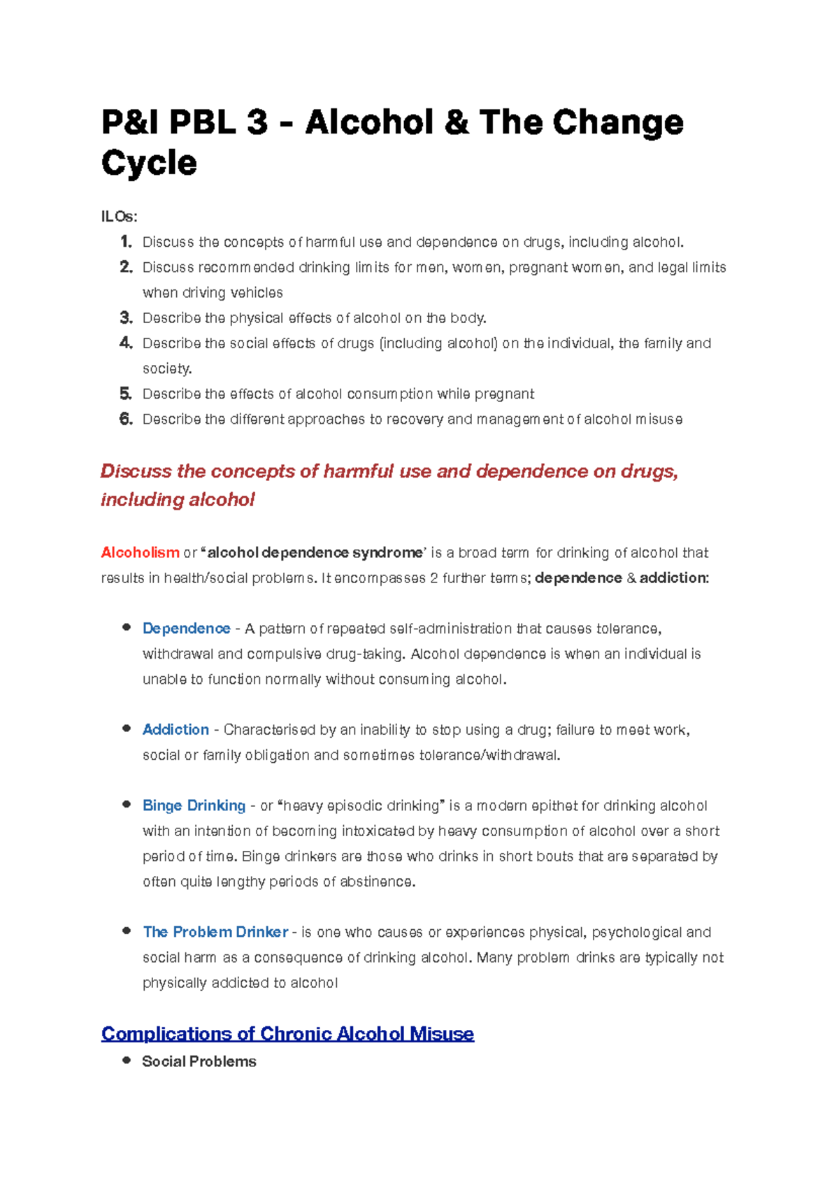 Alcohol and the Change Cycle - P& I P B L 3 - A l c o h o l & T h e C h ...