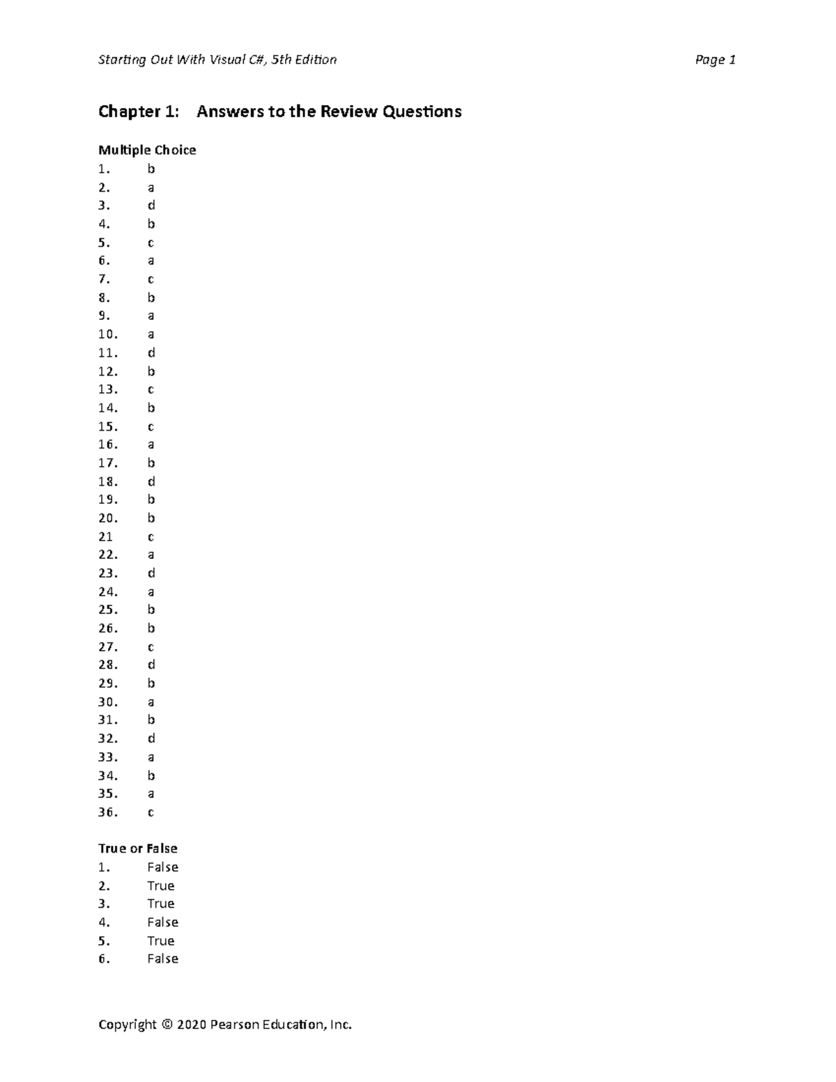Chapter 01 - answers to end of multiple choice of ch1 - Starting Out ...