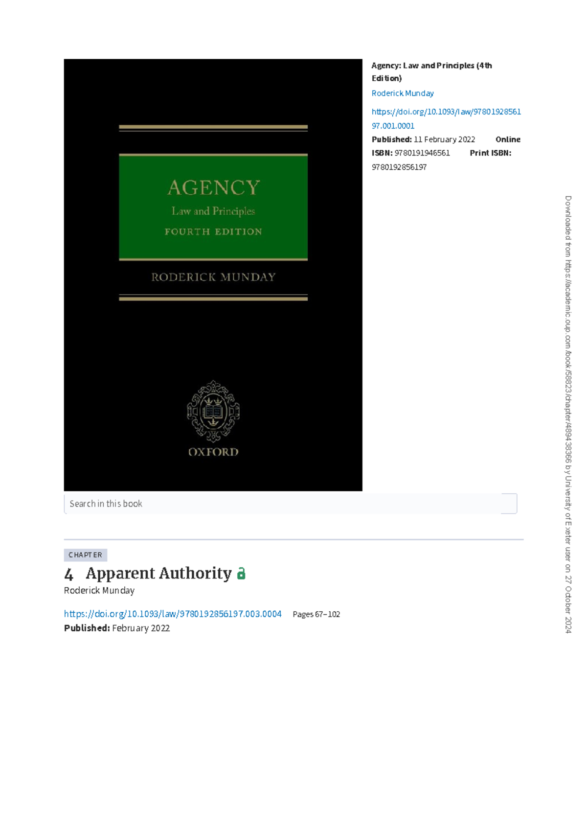 489438366 - agency chapter - Agency: Law and Principles (4th Edition ...