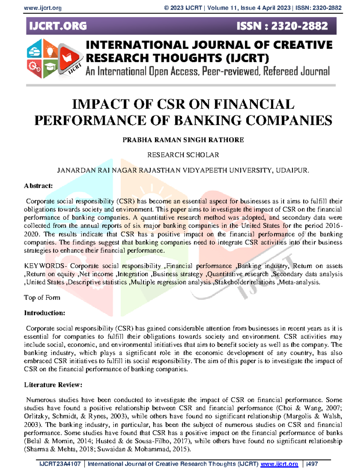 csr and financial performance dissertation