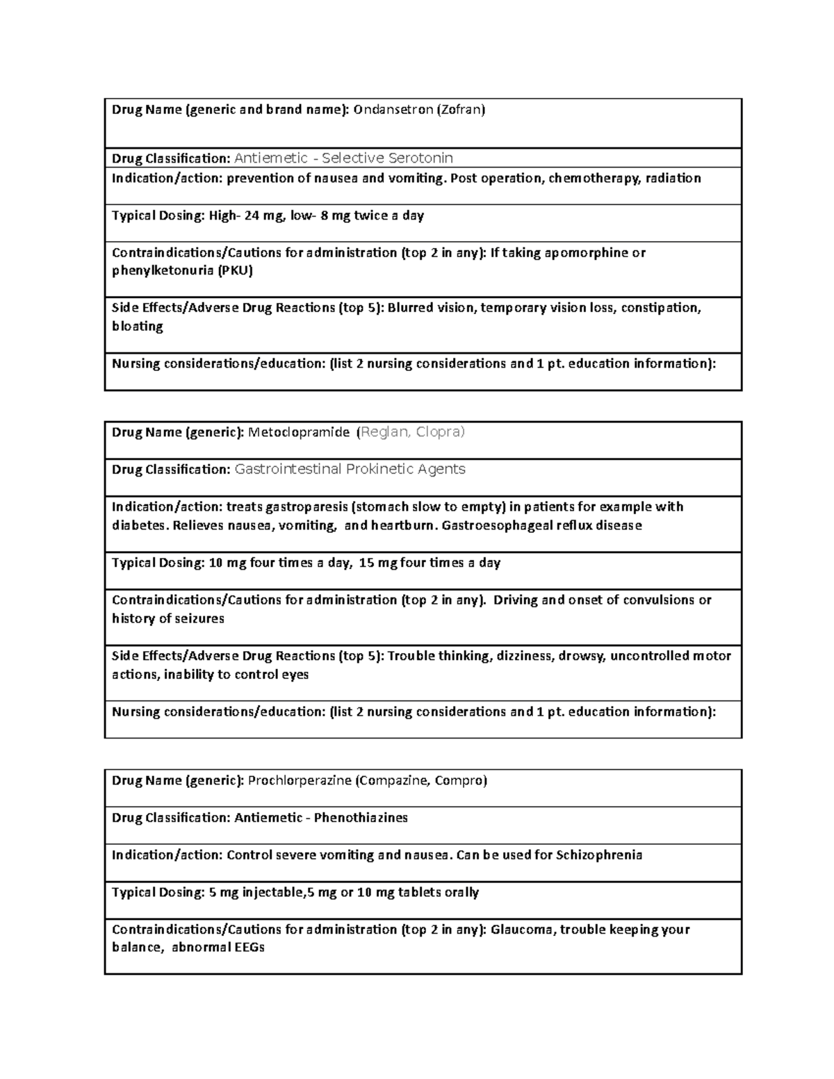 Drug Week 7 Course Work like this Drug Name (generic and brand name