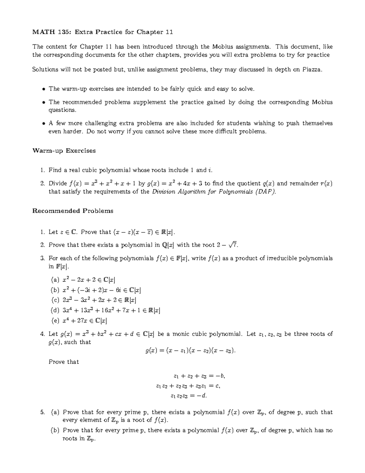 Ep11 - Calculus Assignment Material - Math 135: Extra Practice For 