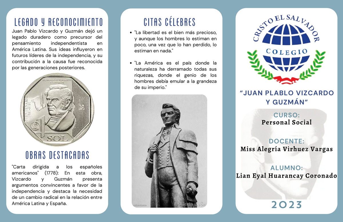 Triptico de Juan Pablo Vizcardo - “JUAN PLABLO VIZCARDO Y GUZMÁN
