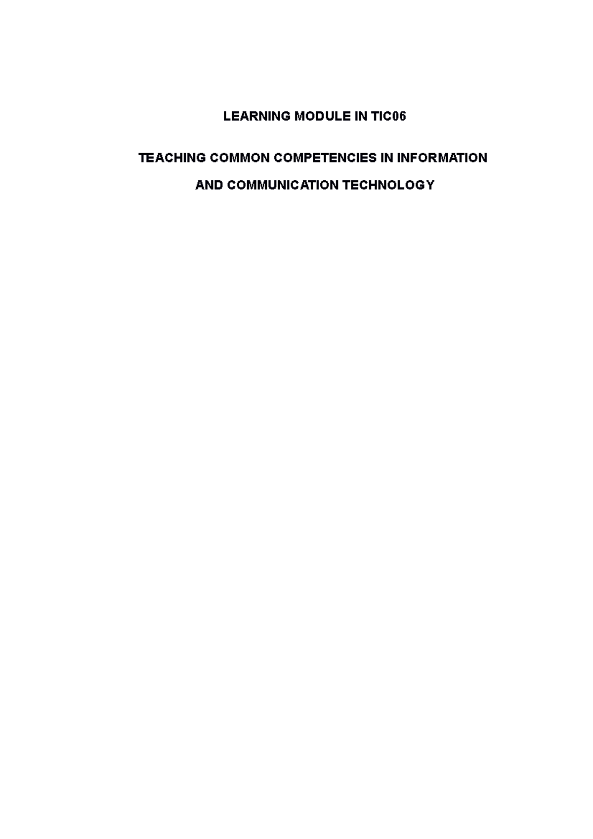 TIC06 Teaching Common Competencies in Information and Communication