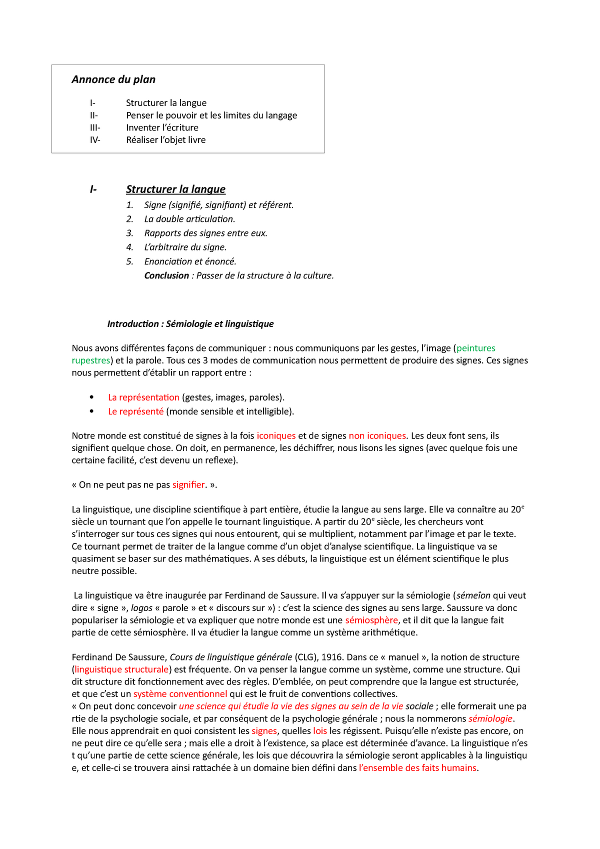 Structurer La Langue - La Double Articulation. Rapports Des Signes 