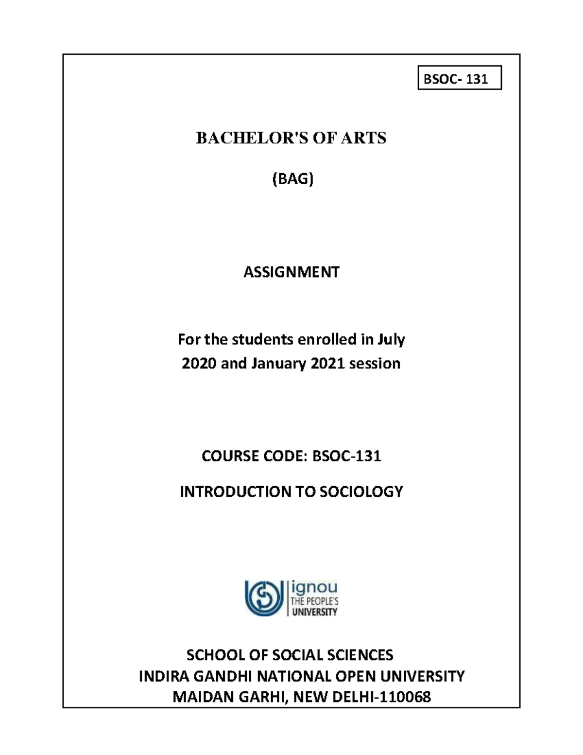 sociology assignment ba 1st year pdf