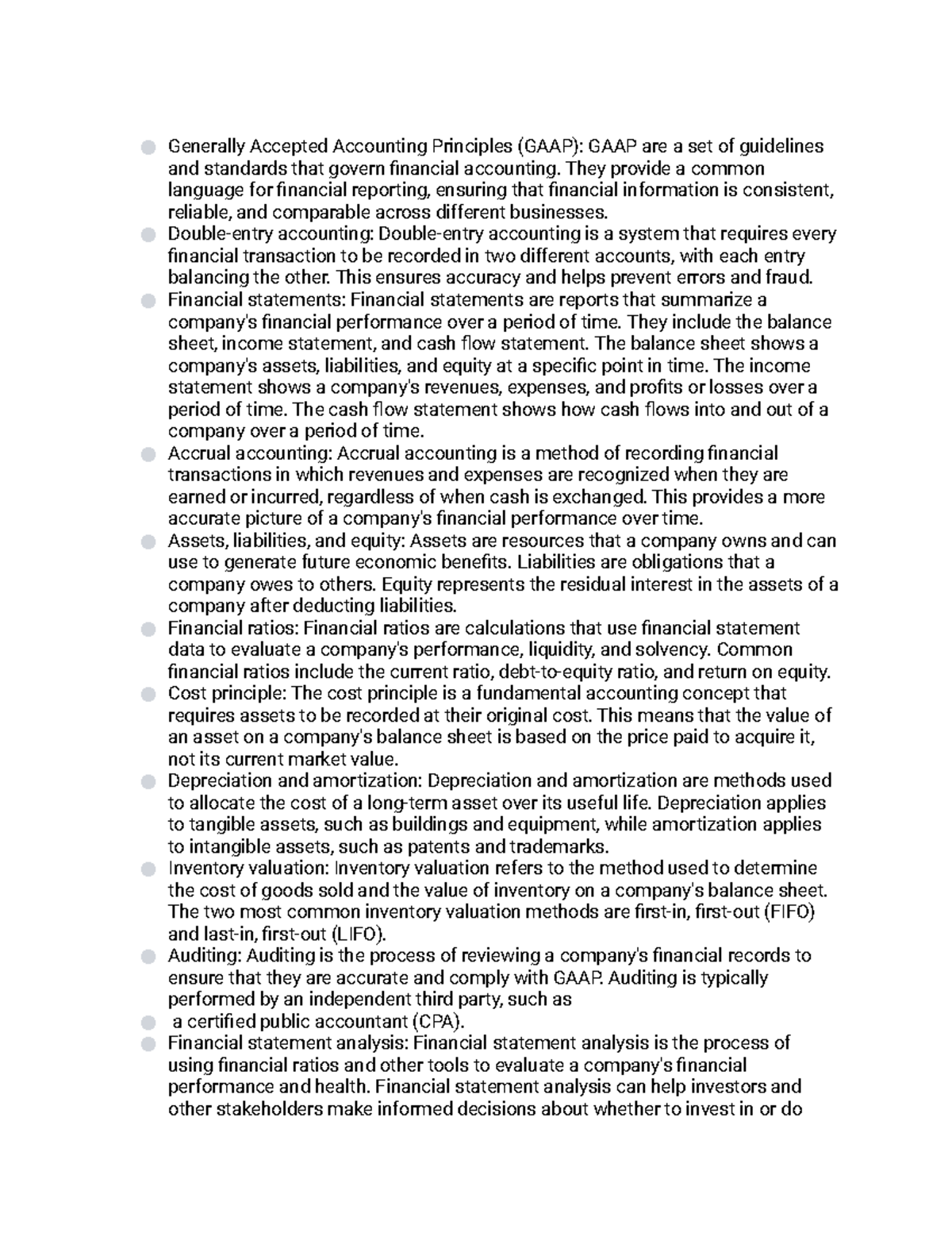 Financial accounting notes - Generally Accepted Accounting Principles ...