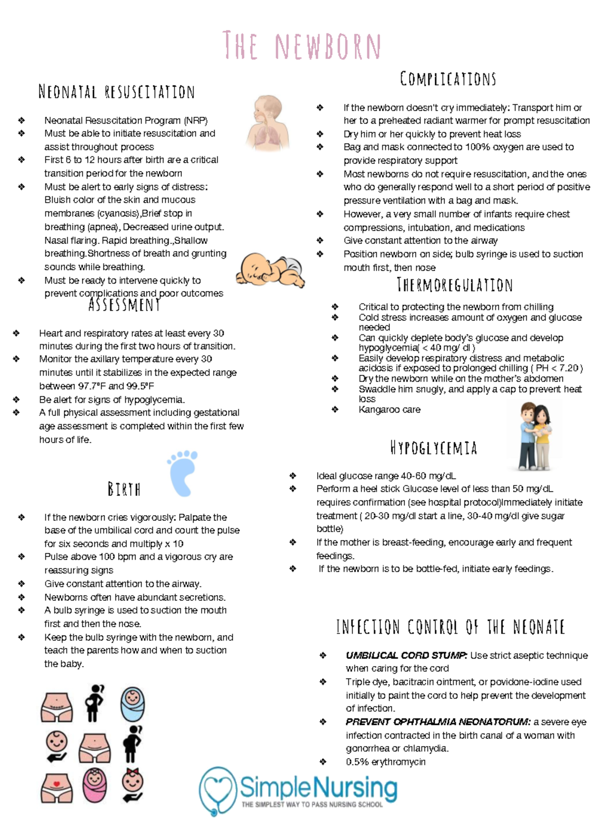 Newborn - Helpful chart that you can use to help you study - The ...