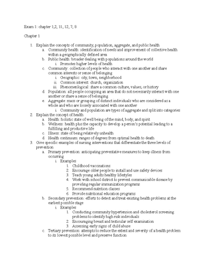 Community Exam 1 - Exam 1 Community O Population And Community Health ...