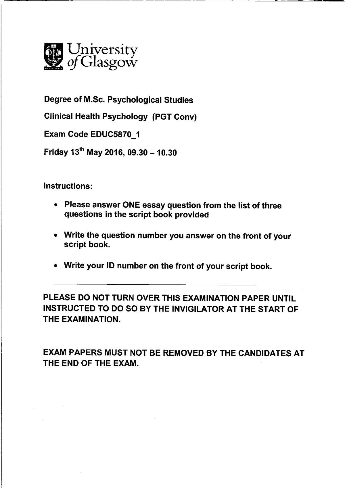 university of glasgow clinical psychology phd