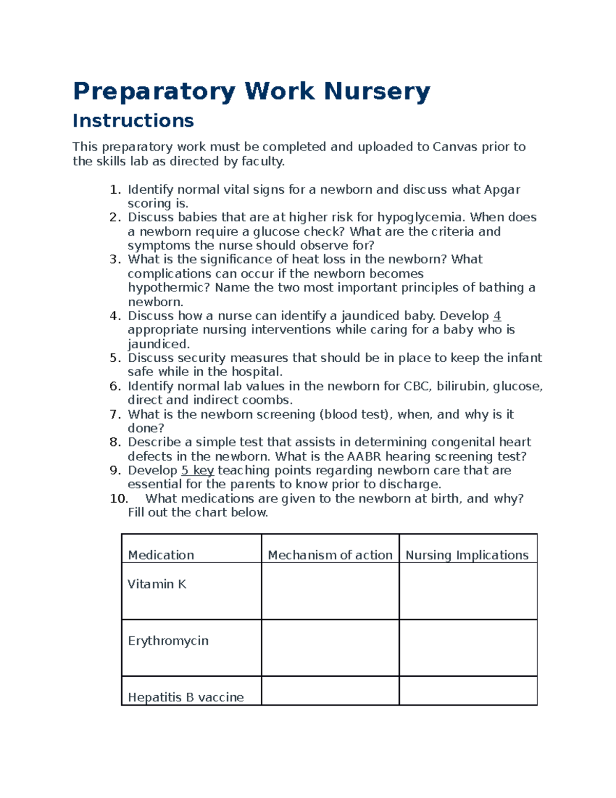 Preparatory Work Nursery - Preparatory Work Nursery Instructions This ...