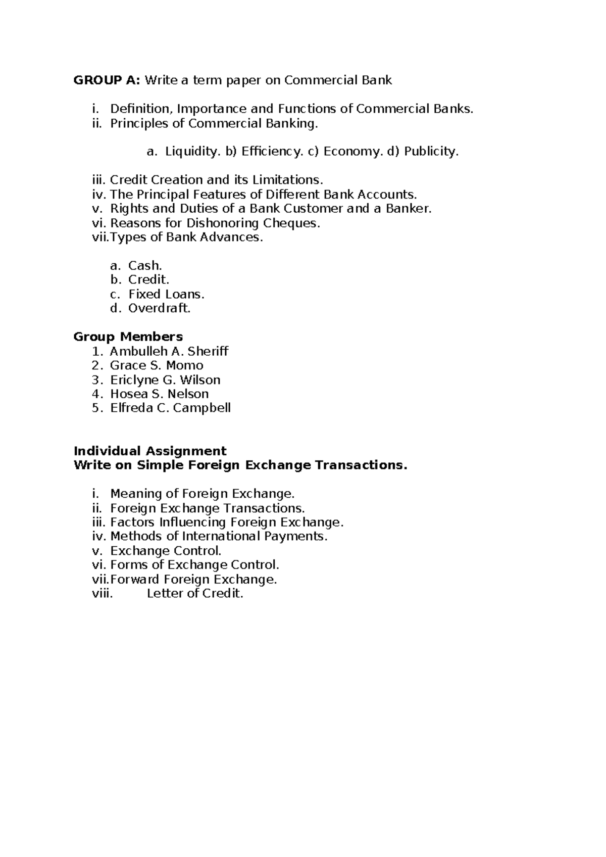 Introduction to Banking and Finance Project and Individual Assignment ...