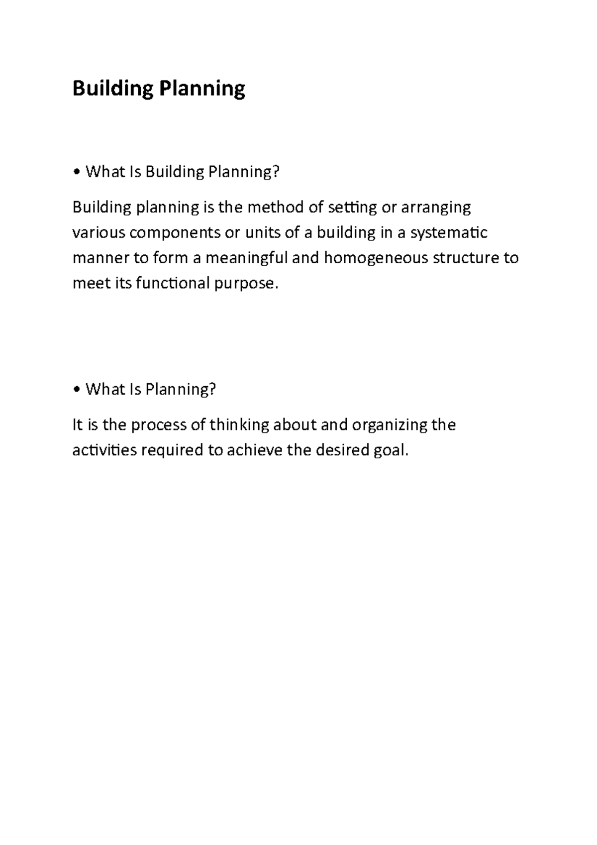 Building Planning Notes Building Planning What Is Building Planning
