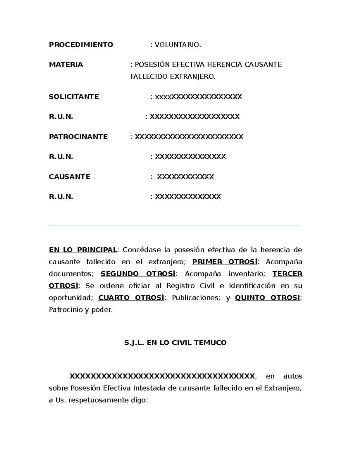Posesion Efectiva Judicial Extranjero - PROCEDIMIENTO : VOLUNTARIO ...