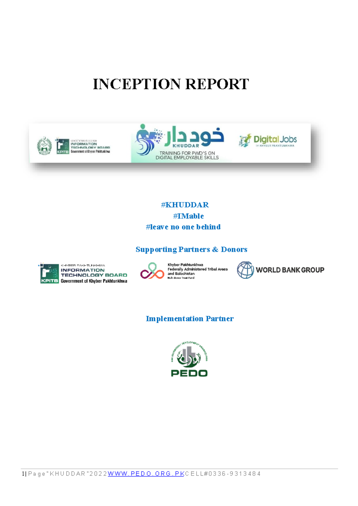 Inception Report Khuddar 2022 New1 - INCEPTION REPORT #KHUDDAR #IMable ...