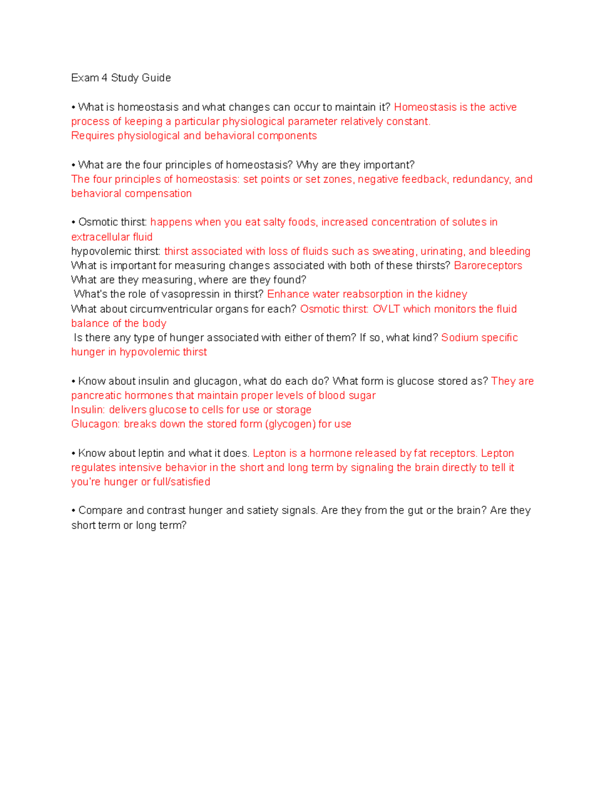 Exam 4 study guide for brain and behavior 2000 - Exam 4 Study Guide ...