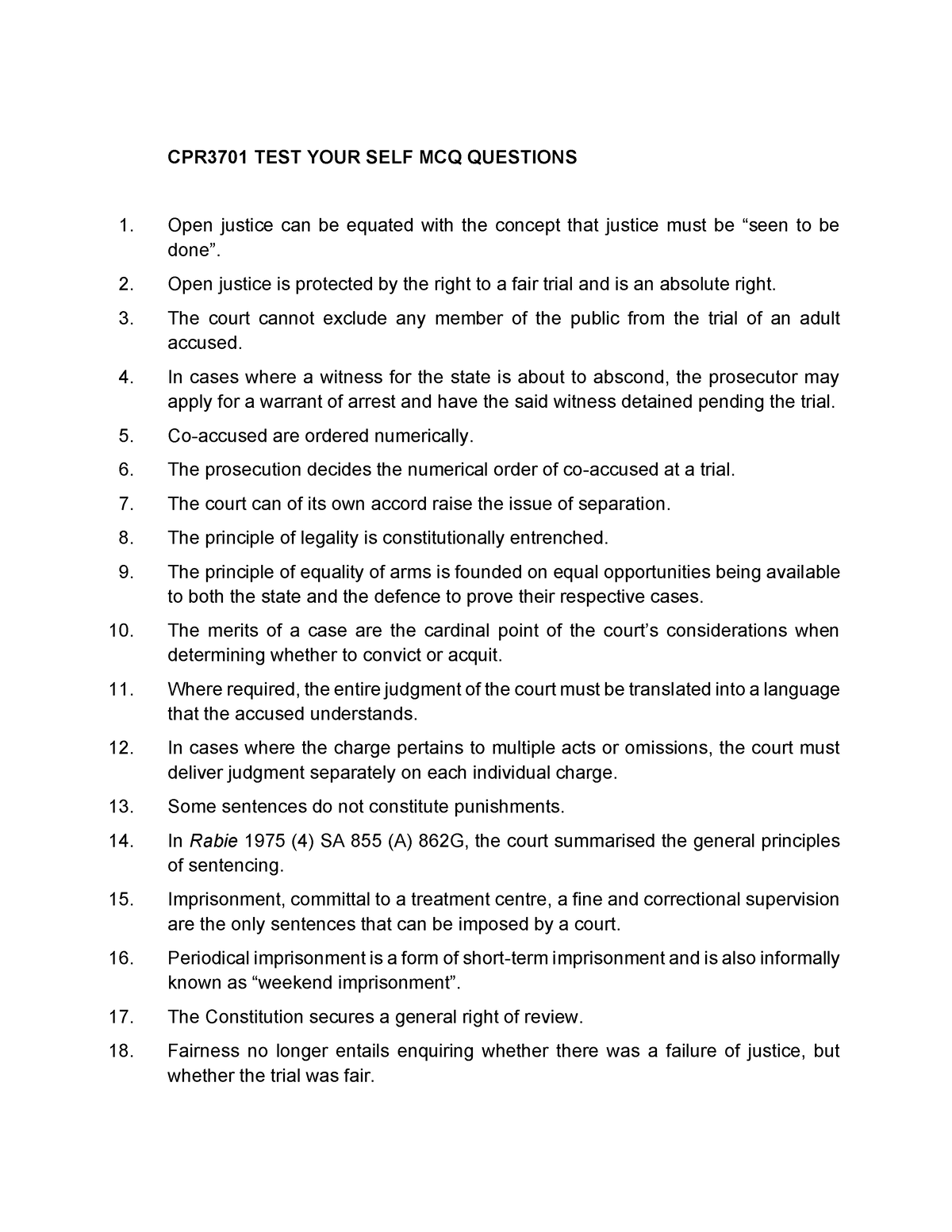 CPR3701 TEST YOUR SELF MCQ Questions 3 - CPR3701 TEST YOUR SELF MCQ ...