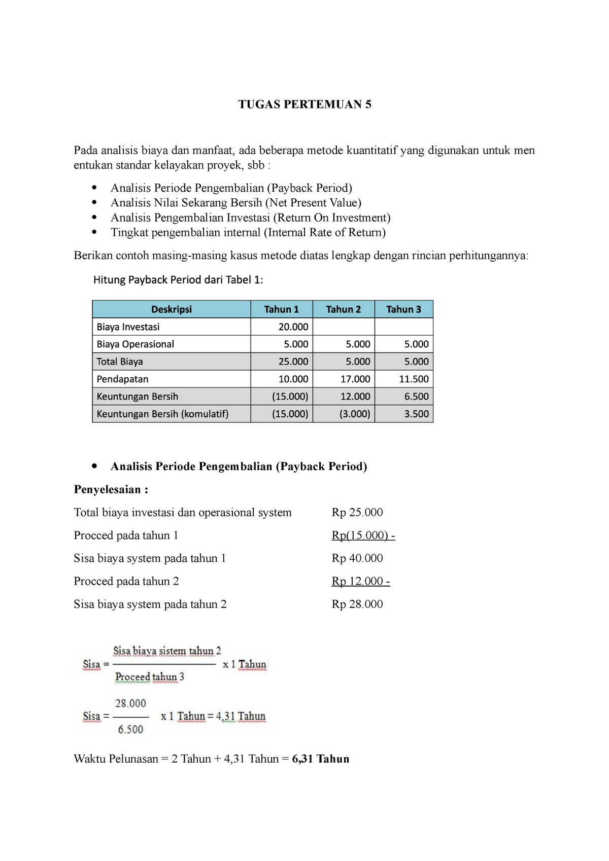 Tugas Pertemuan 5 - TUGAS PERTEMUAN 5 Pada Analisis Biaya Dan Manfaat ...