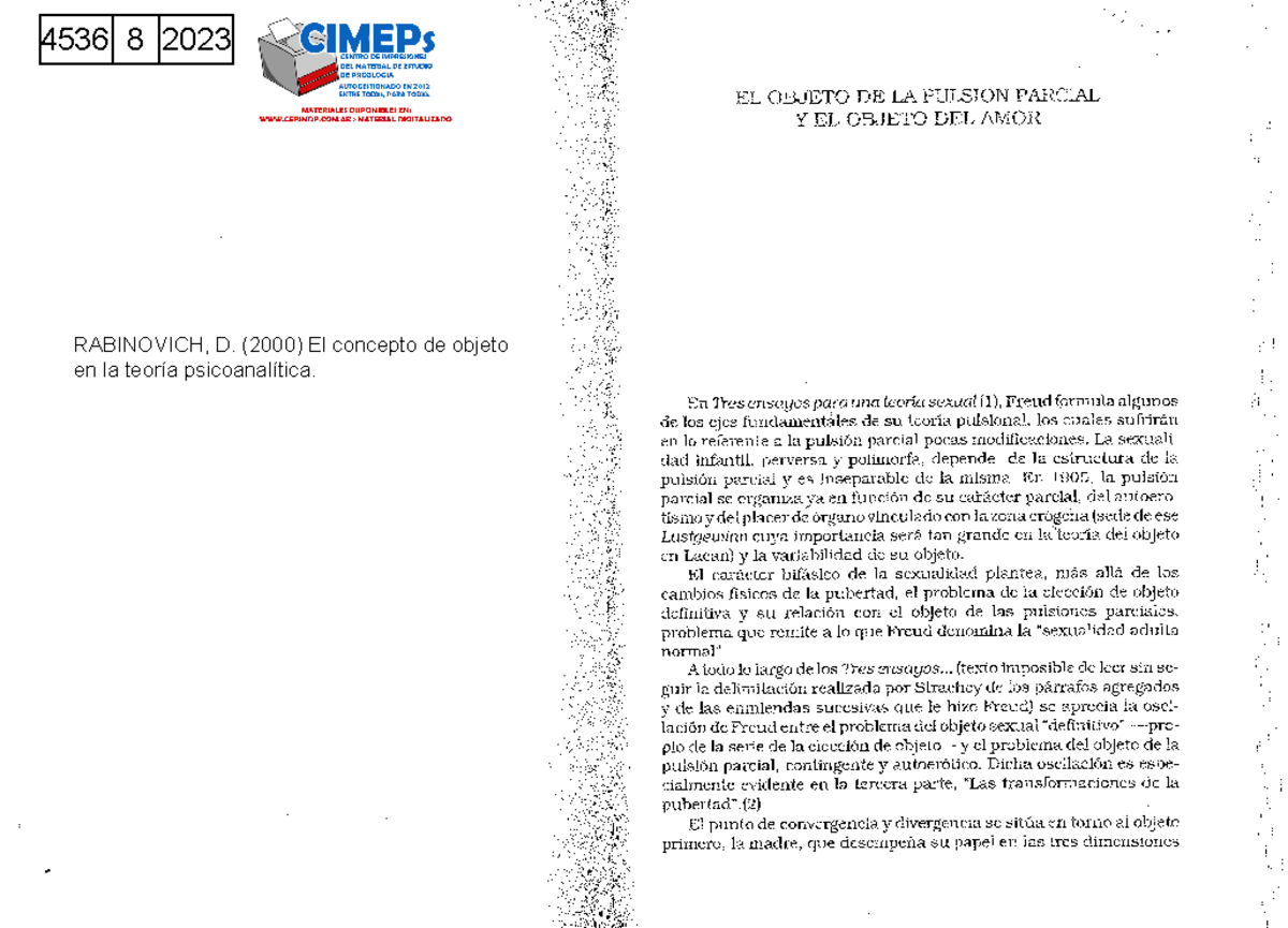 Rabinovich, D. (2000 ) El concepto de objeto en la teoria
