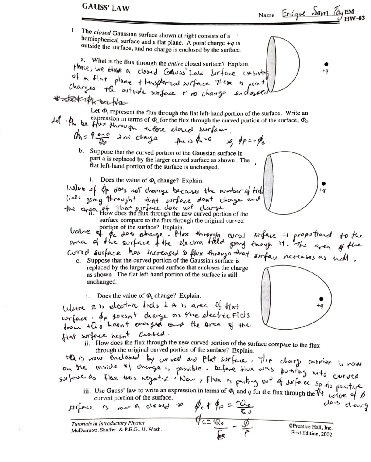 TH-3 Gauss Law Finished - GAUSS' LAW 1 · The Lose Gaussian Surface ...