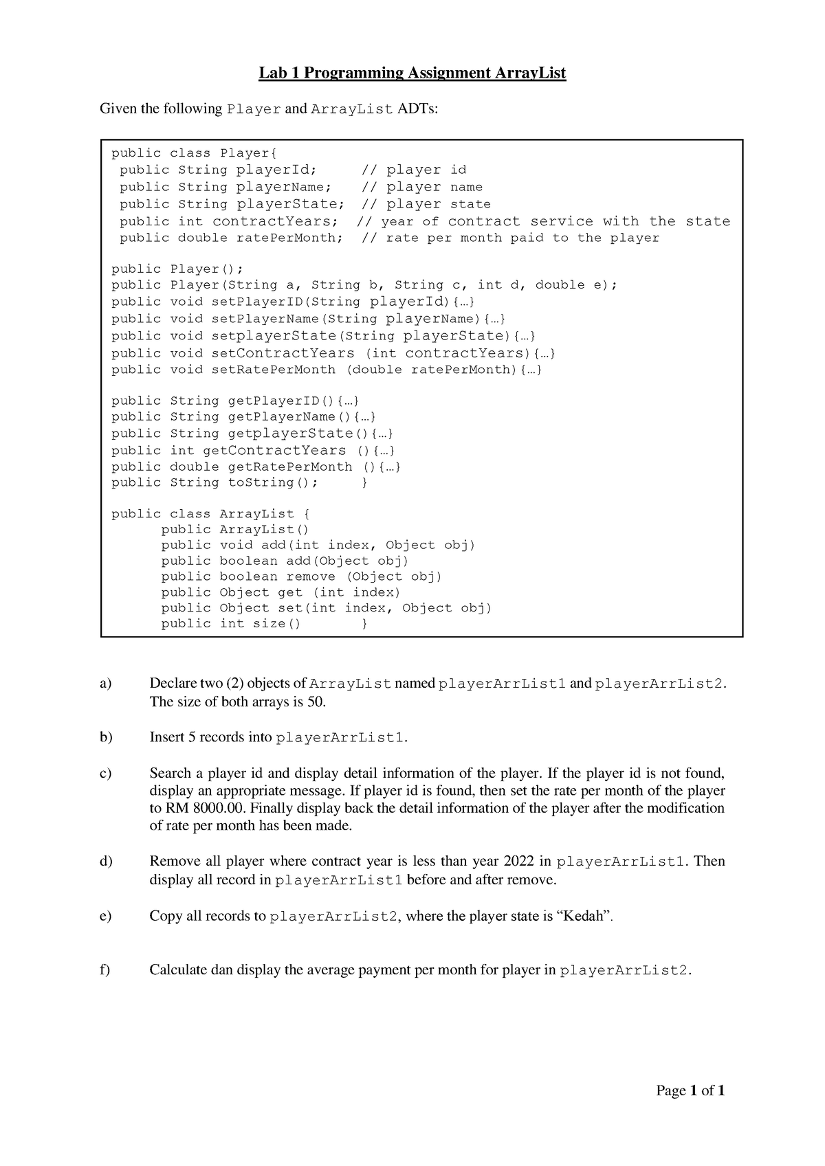 assignment array