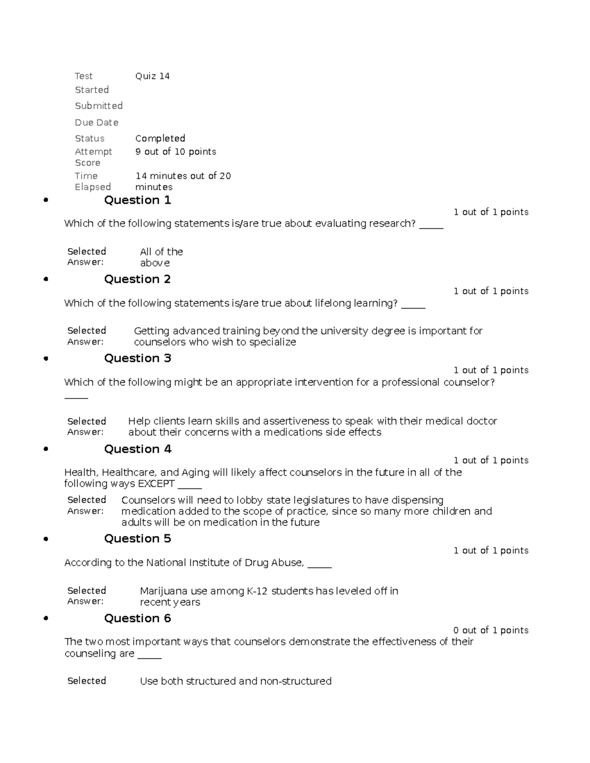 Quiz 14 THIS IS A PAPER THAT WAS WRITTEN IN ORDER TO COMPLETE ...