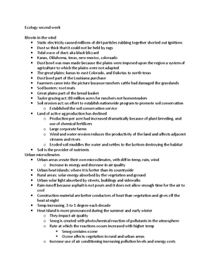 Ecology 1, 2, 3 - Lecture Notes On Chapters 1, 2, 3 - Chapter 112 