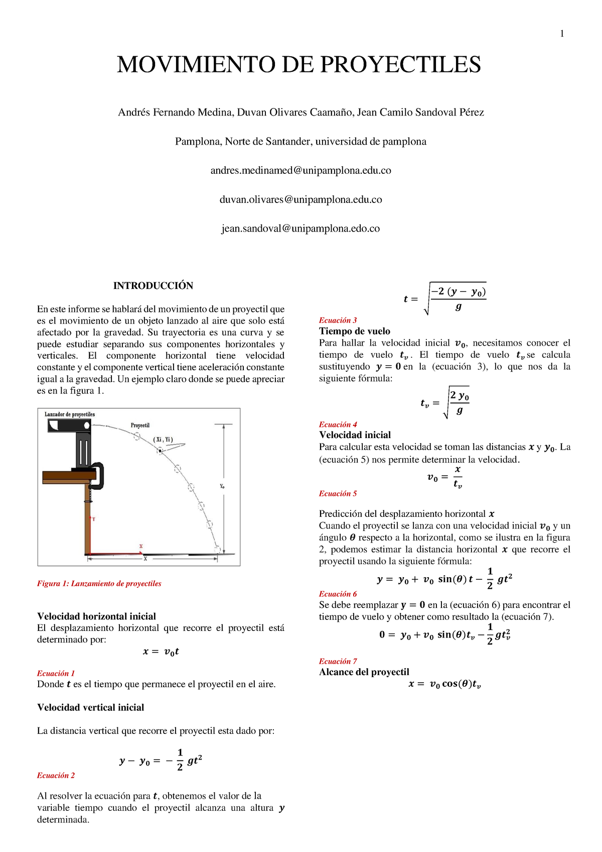 Movimiento DE Proyectiles Grupo 8 (1) 1 - MOVIMIENTO DE PROYECTILES ...