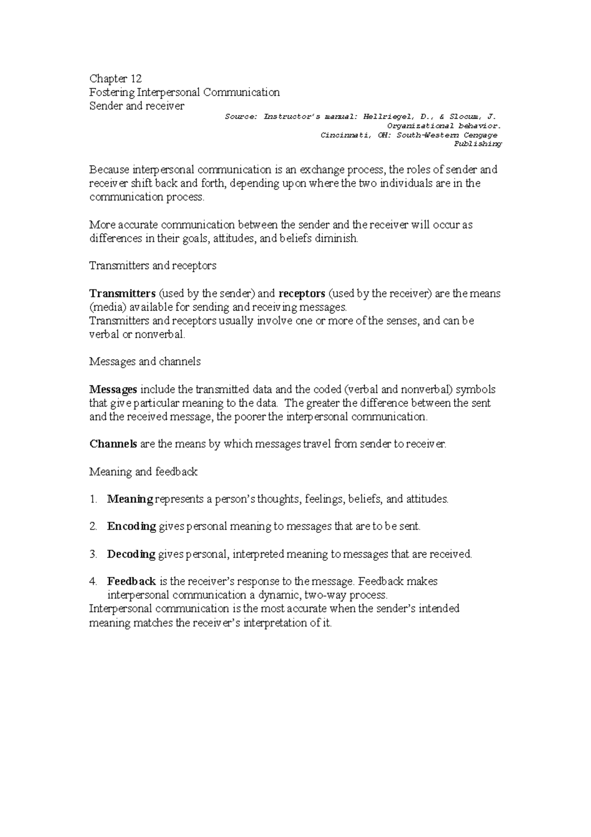 Ch 12 Fostering interpersonal communication - Chapter 12 Fostering ...
