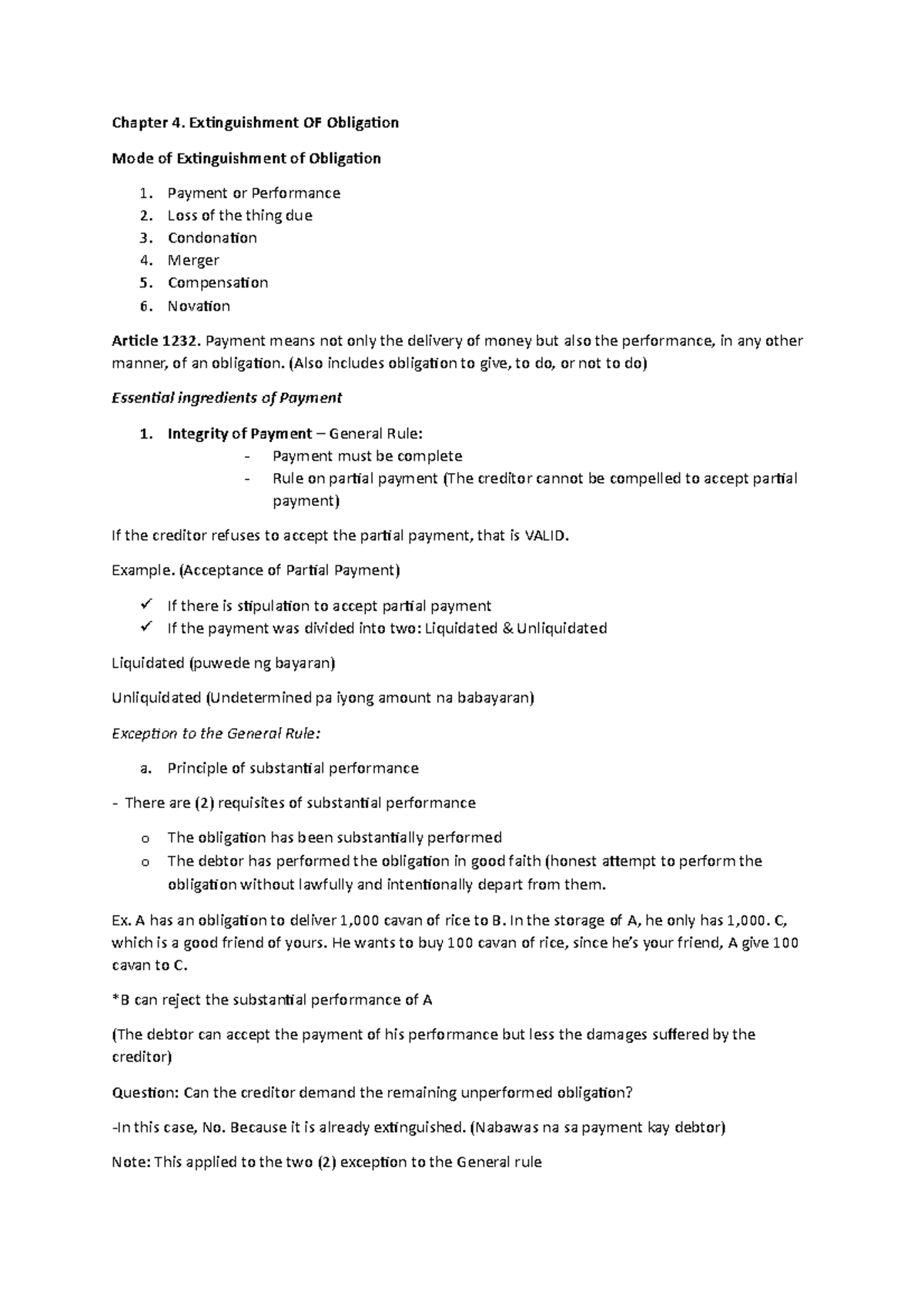 Exrtinguishment OF Obigation - Chapter 4. Extinguishment OF Obligation ...