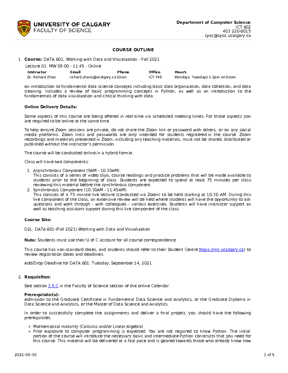 DATA * - syllabus - Department of Computer Science ICT 602 403 220 ...