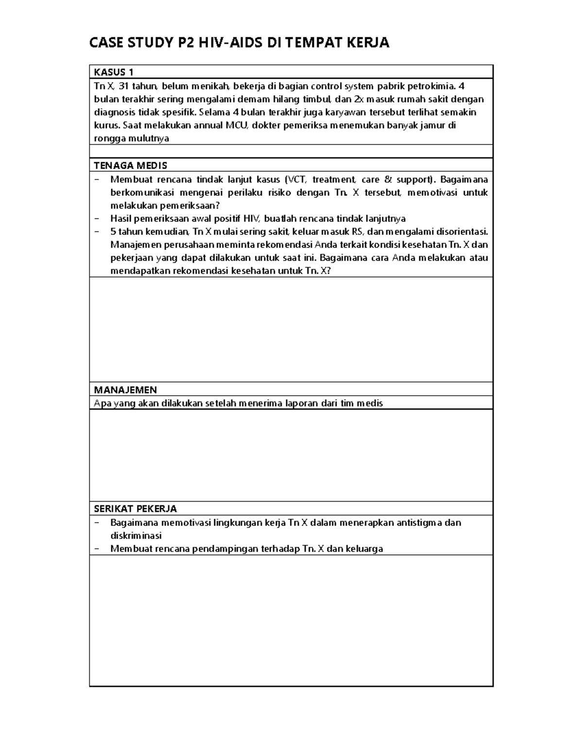 Draft Case Study STUDI KASUS TEMAN K3 CASE STUDY P2 HIVAIDS DI